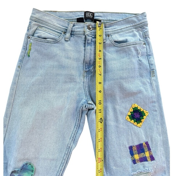 BDG Urban Outfitters Patch Jeans Light Wash High Rise Skinny Stretch Denim Jeans - Picture 4 of 15
